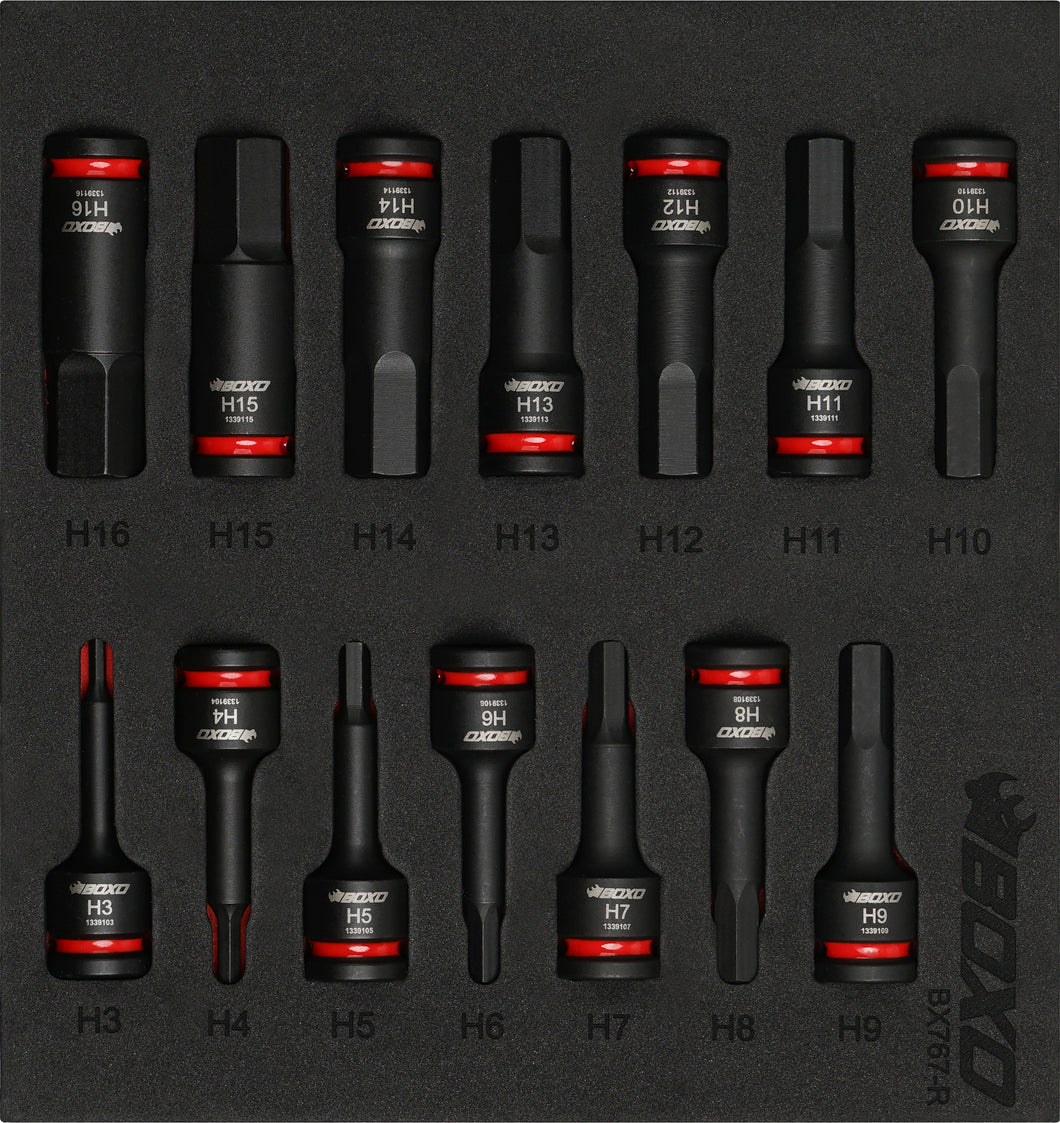 BOXO 14Pc 3/8" Impact Hex Bit Socket Set In EVA Foam | Boxo UK